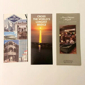 Vintage Lot of 3 New Orleans  The Gray Line Longest Bridge Airport Pamphlets